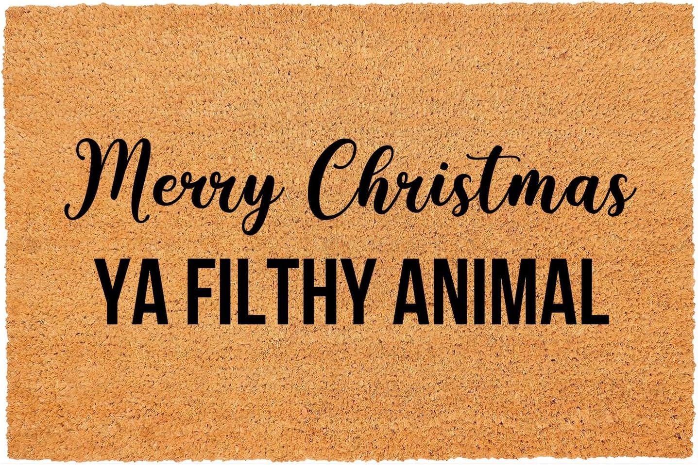Funny Coir Doormat Merry Christmas YA Filthy Animal Front Door Mat Entryway Outdoor Mat with Heavy Duty Front Porch Welcome Mats Entry Natural Coconut Brown Mat House Warming Gift Mat23.7x15.7 inch