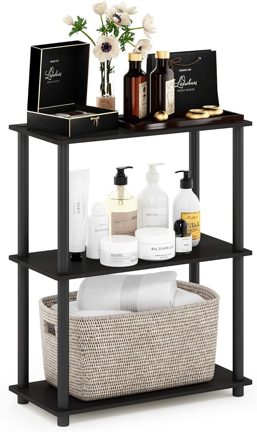 Furinno Turn-N-Tube Display Rack, 3-Tier Single, Espresso/Black