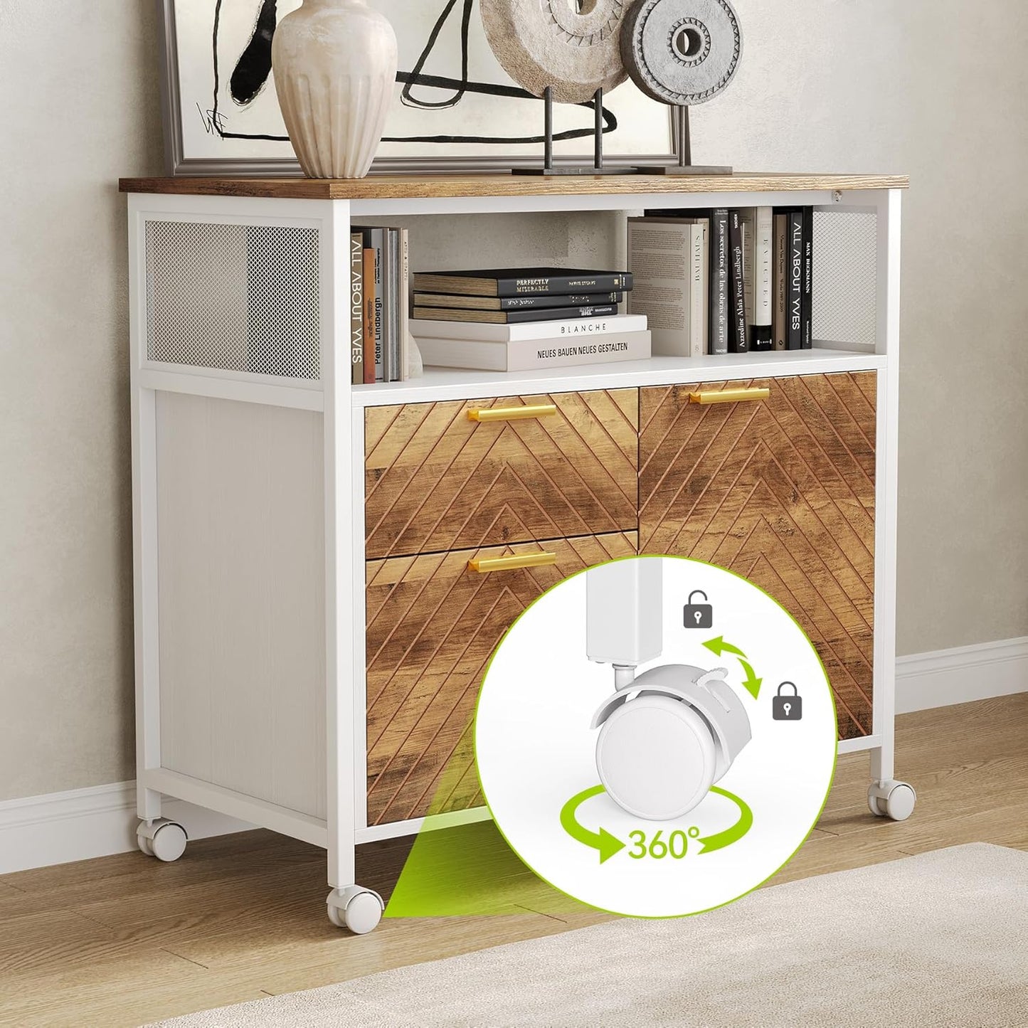 LITTLE TREE 63-Inch Office Desk with 31.5-Inch Lateral File Cabinet, Study Writing Desk Computer Desk for Home Office