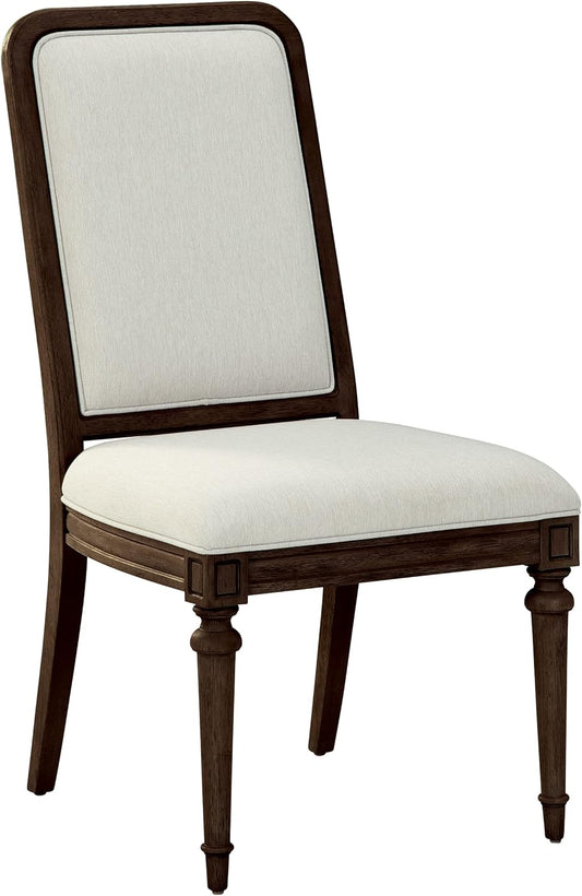 Hekman Furniture Upholstered Side Chair Java Finish, Upholstered Seat & Back Solids Frame Heavy Weight Linen Fabric, Wooden Material Legs Modern Dining Chairs Best for Home & Living Room