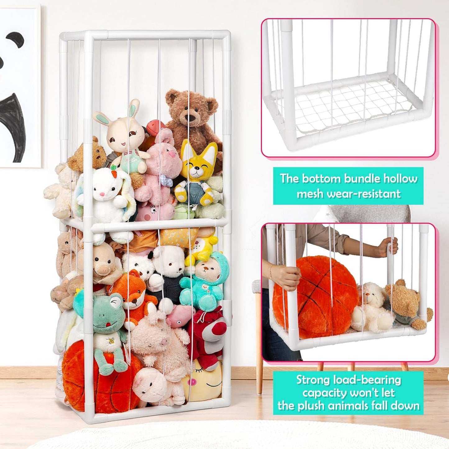 Stuffed Animal Zoo Storage Stuffed Animal Holder PVC Plush Storage Organizer Shelf with Elastic Band for Nursery Play Room Bedroom