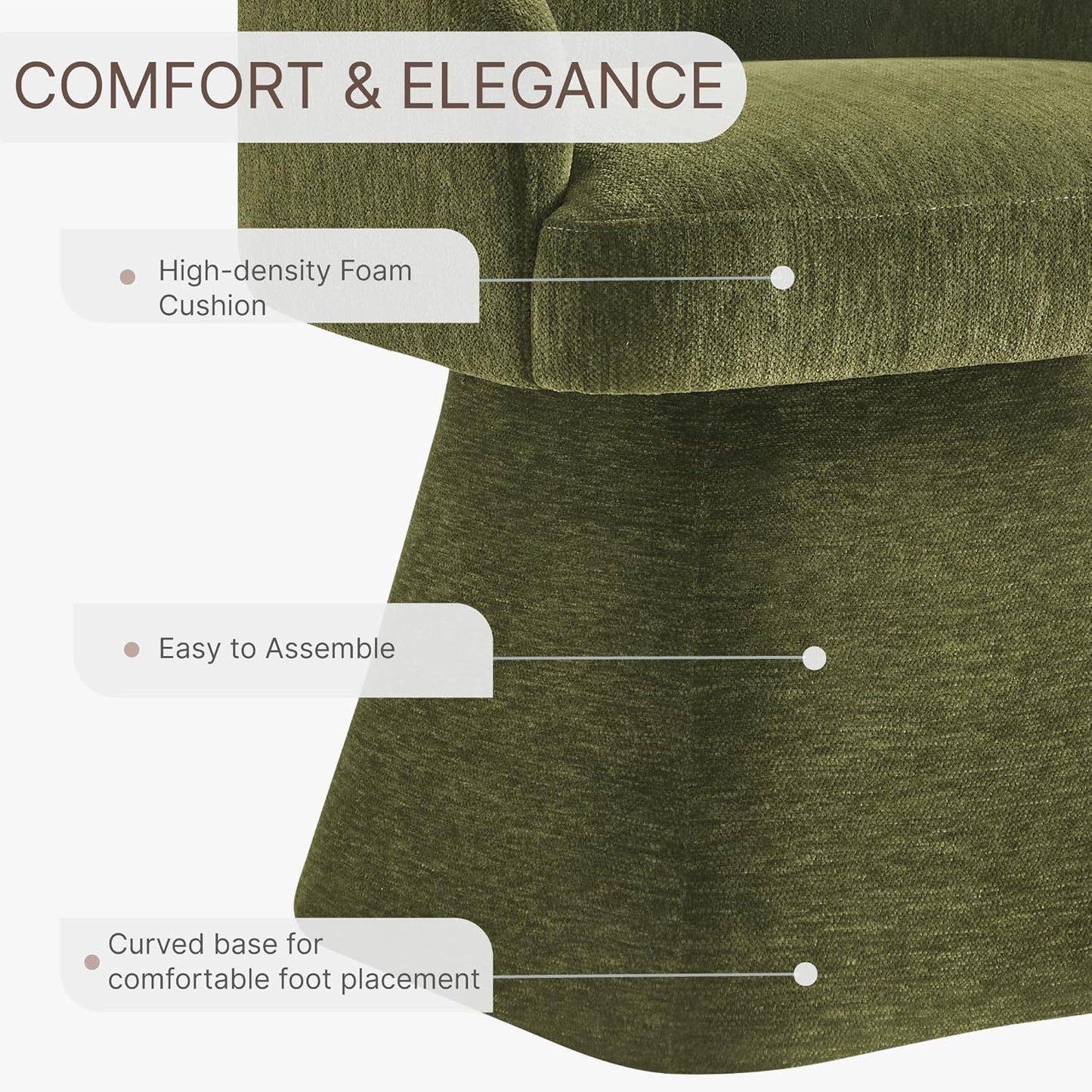 Swivel Dining Chairs Set of 4, Mid Century Modern Chairs Fabric Upholstered Armchair with Armrest & Ergonomic Backrest for Dining Room, Kitchen, Bedroom, Living Room, Green, 4 Boxs