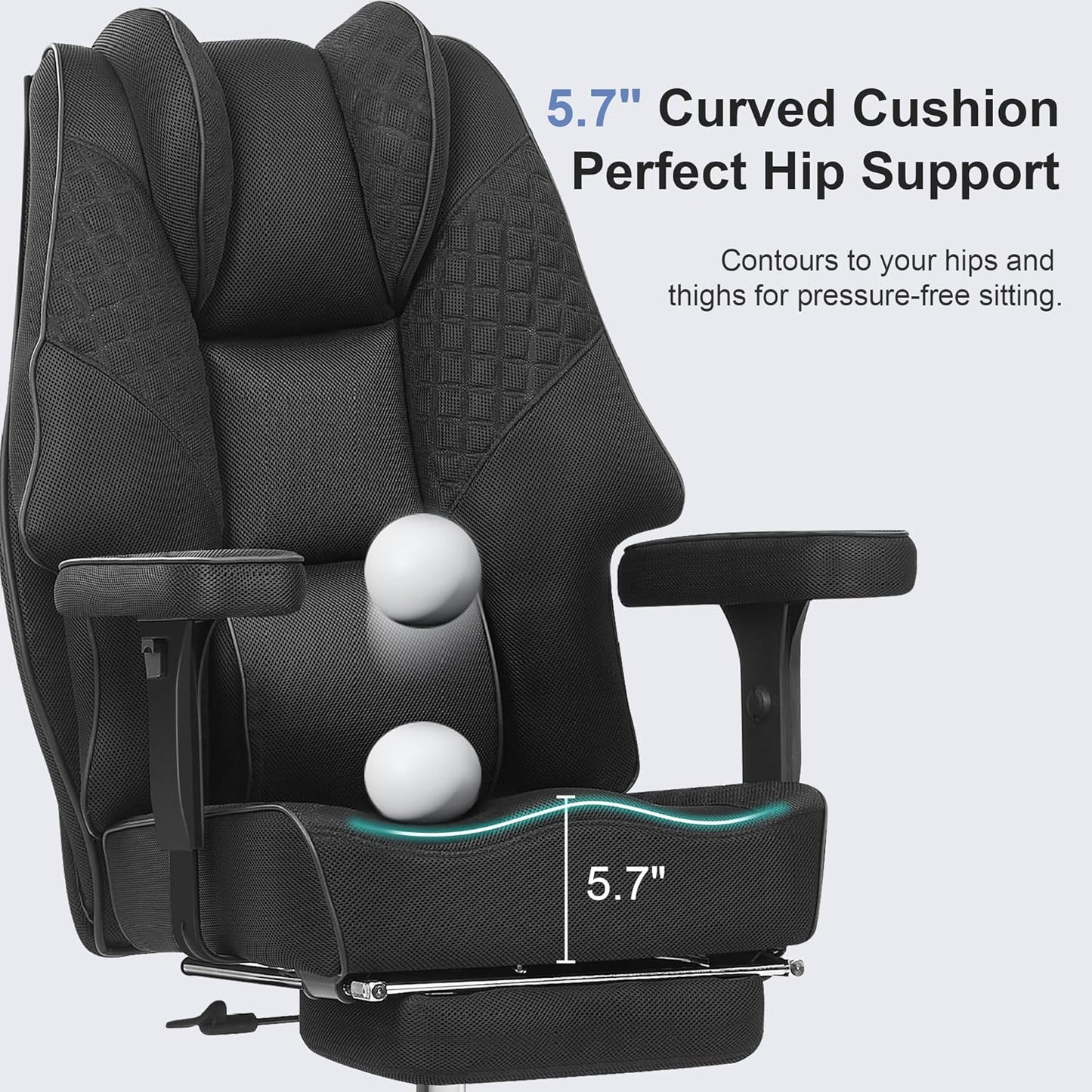 VECELO Big and Tall Office Chair 400lbs, Mesh High Back Computer Chair with Foot Rest, Ergonomic Desk Chair with Lumbar Support and Armrest, Black