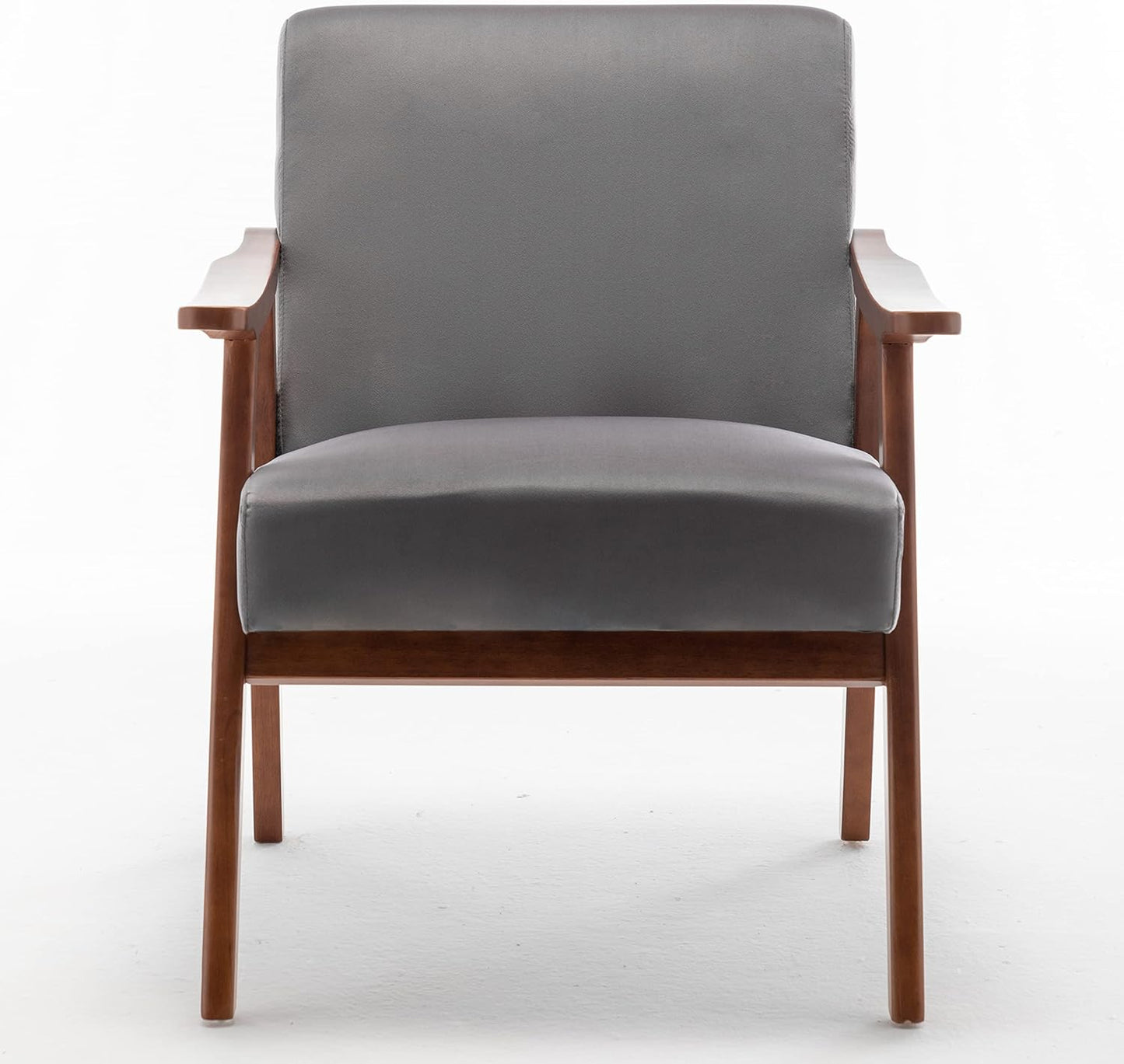 Container Furniture Accent Chair with Microfiber Upholstery and Solid Wood Frame, Classic Mid-Century Modern Living Room Furniture for Extra Seating, Grey