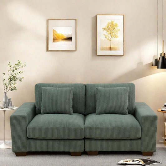 Sectional Couches for Living Room, Loveseat Sofa Comfy Cloud Couch with Deep Seats, Lounge Modern Living Room Furniture for Small Space, Green
