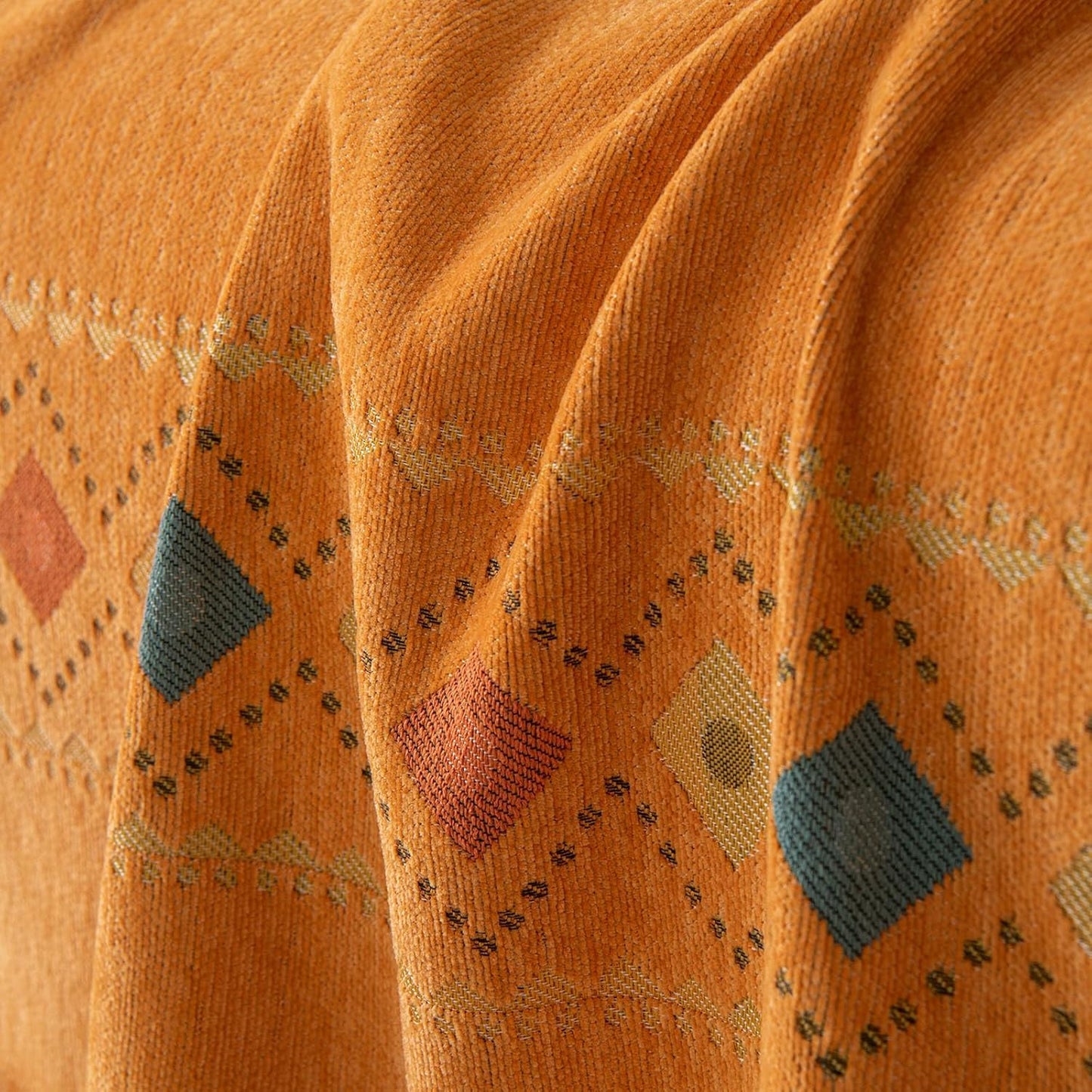 STACYPIK Soft Orange Sofa Cover, Boho Chenille Couch Cover for 2 Cushion Couch, Anti-Slip Jacquard Furniture Protector, Loveseat Cover for Sectional, Multi-use Sofa Slipcover Pet-Friendly-71X118IN