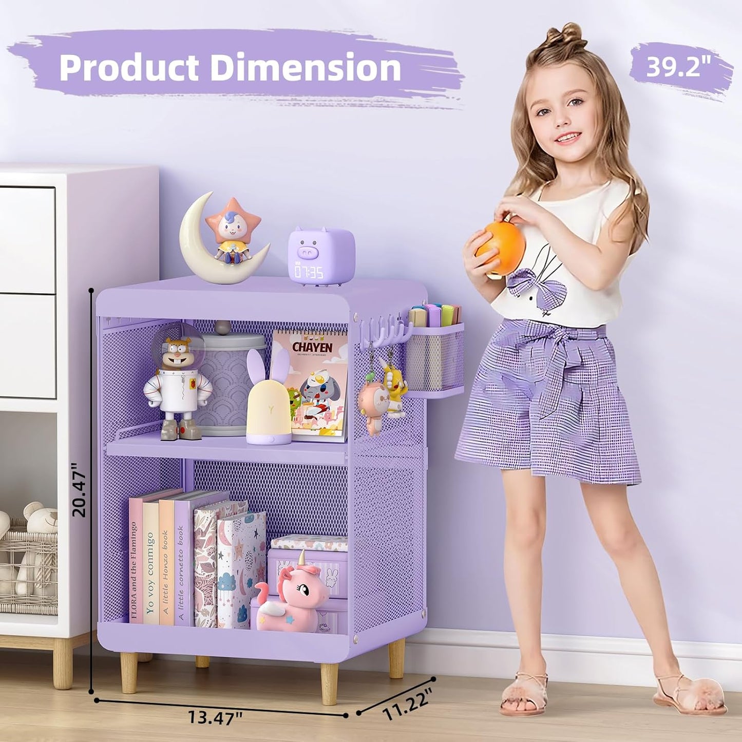 Kids Nightstand,Kids Bedside Table,Teen Girls Night Stand,Toddler Night Stand,End Table for Girls Room Storage,Purple Nightstand