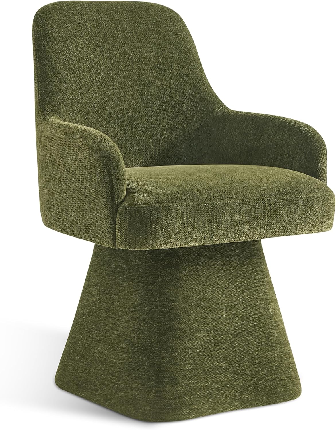 Swivel Dining Chair Set of 1, Mid Century Modern Chair Fabric Upholstered Armchair with Armrest & Ergonomic Backrest for Dining Room, Kitchen, Bedroom, Living Room, Green