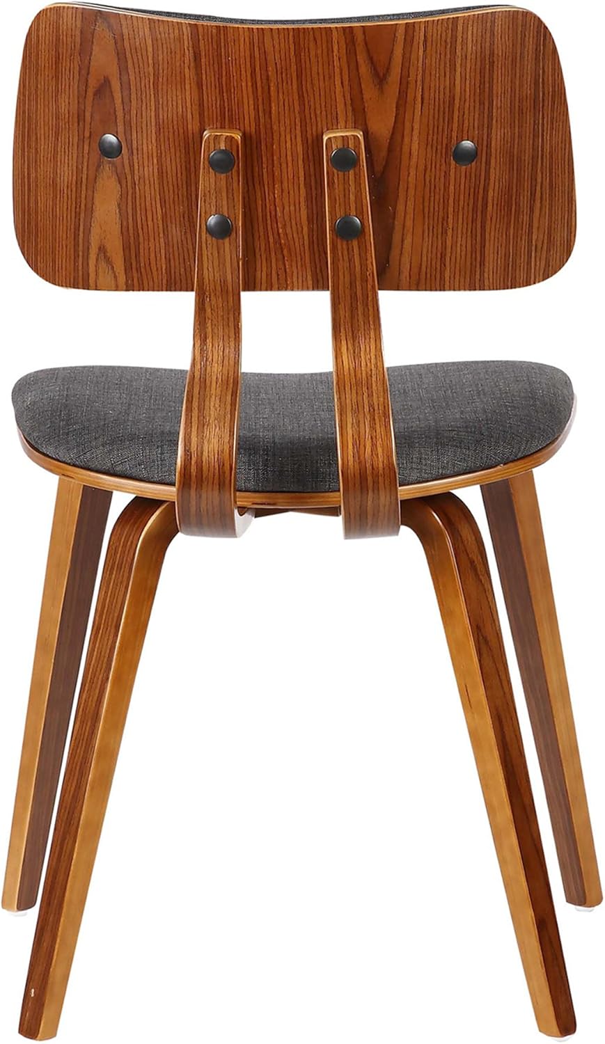 Armen Living Jaguar Mid-Century Dining Chair in Walnut Wood and Charcoal Fabric - Set of 2