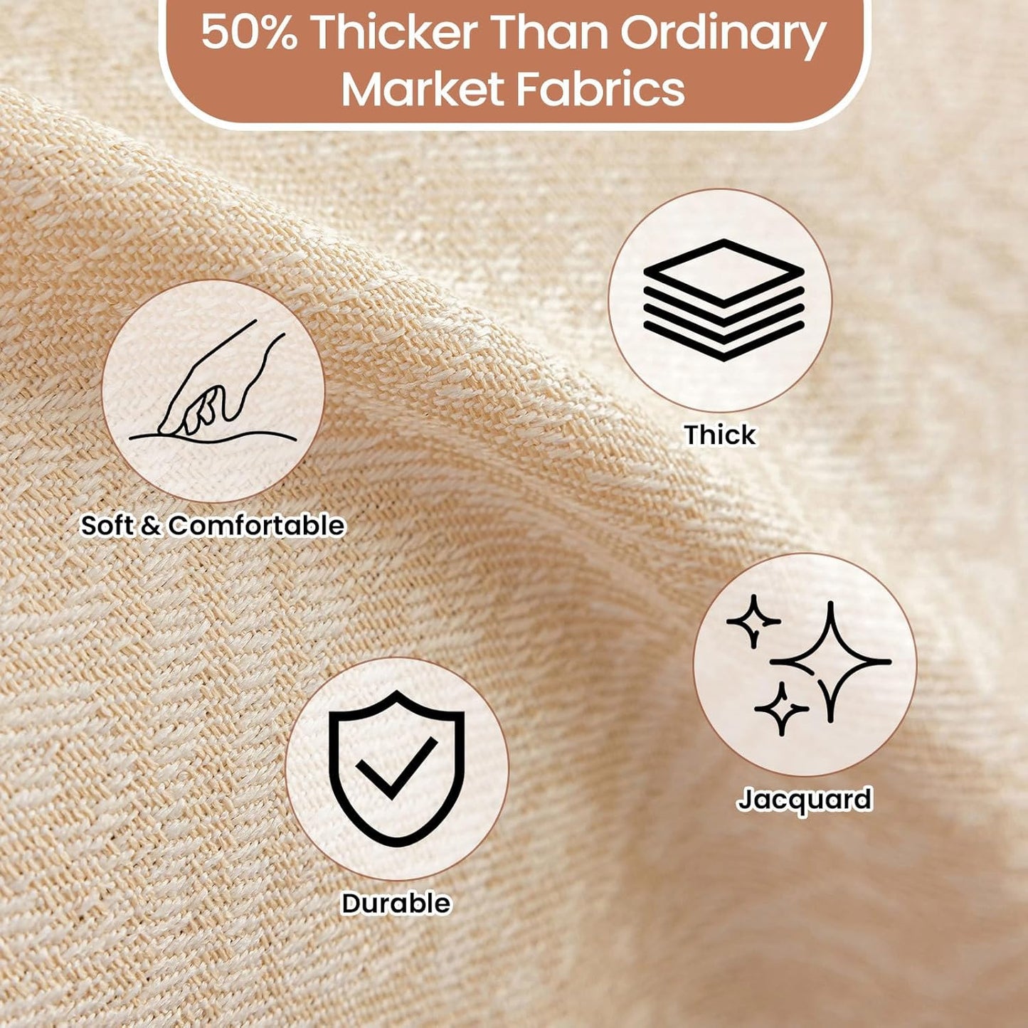 STACYPIK Thick Beige Jacquard Floral Couch Cover for Dogs, Washable Boho Couch Covers, Non Slip Couch Sofa Cover, Couch Cover 3 Cushion Sofa with Tassels, Furniture Protector for Living Room-71X150IN