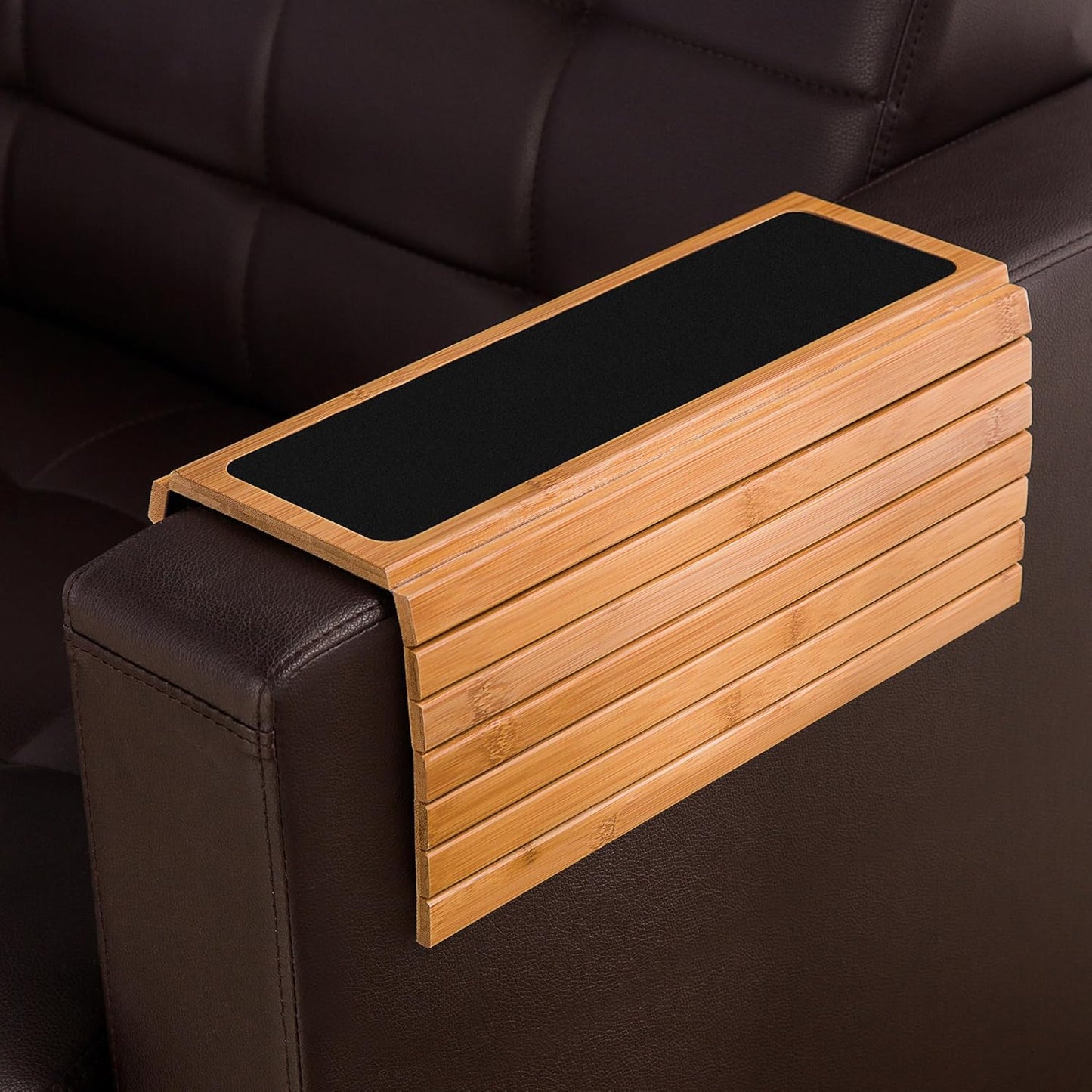 GEHE Couch Arm Tray Table, Flexible/Foldable Sofa Armrest Tray, Couch Armrest Table Cup Holder Great for Drinks Snacks Remote Control, Portable Side Table and Anti-Slip Bottom