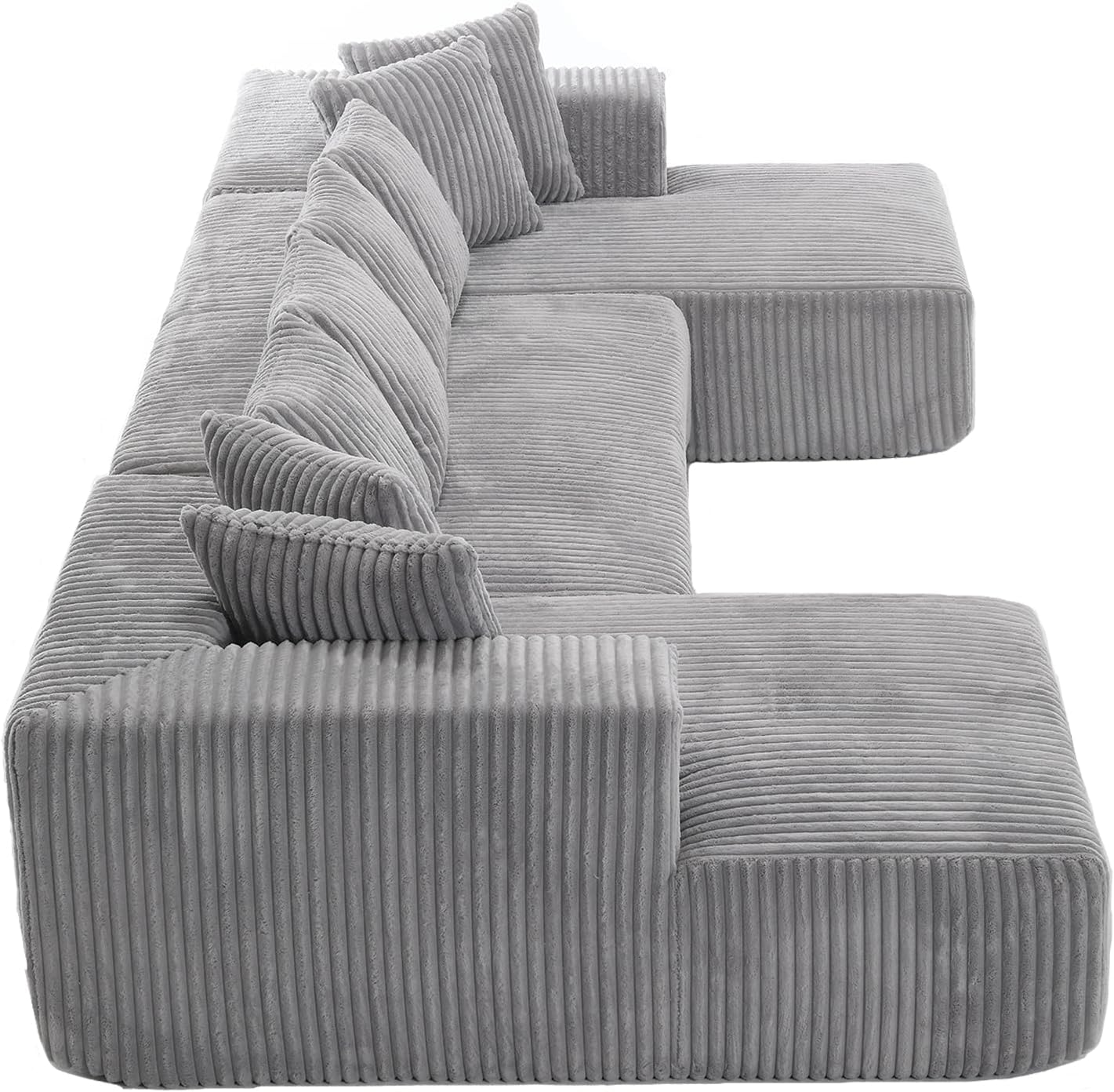 Free Combination Cloud Boneless Modular Sectional Sofa with Chaise Lounge,Modern Minimalist Upholstered Couches, Oversized U Shaped Lounge Sofa Couch w/ 8 Pillows