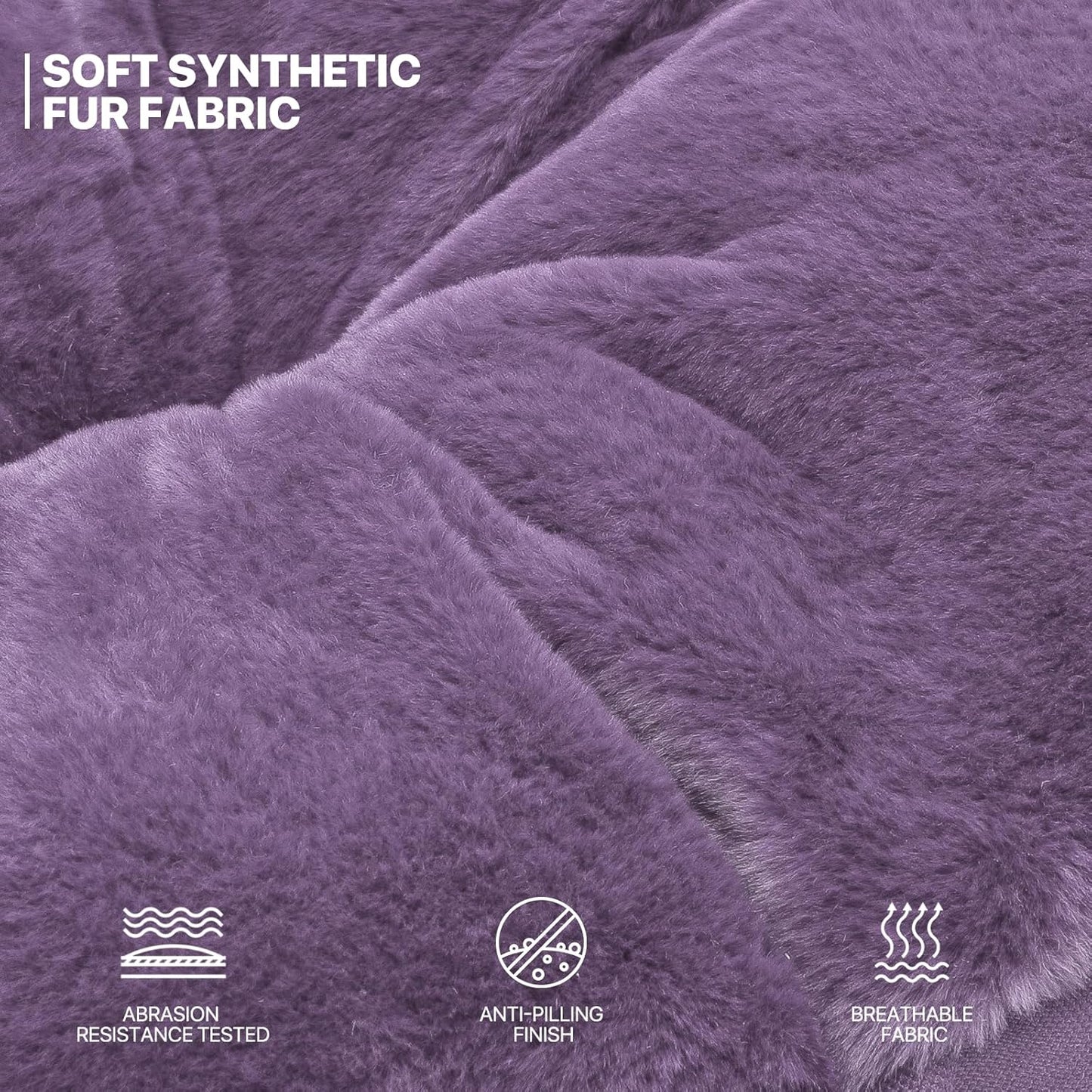 MoNiBloom Round Folding Faux Fur Saucer Chair for Bedroom Living Room Dorm Foldable Metal Frame Oversized Large Comfy Furry Padded Soft Cozy Moon Chair with Footrest Ottoman for Adults (Purple)