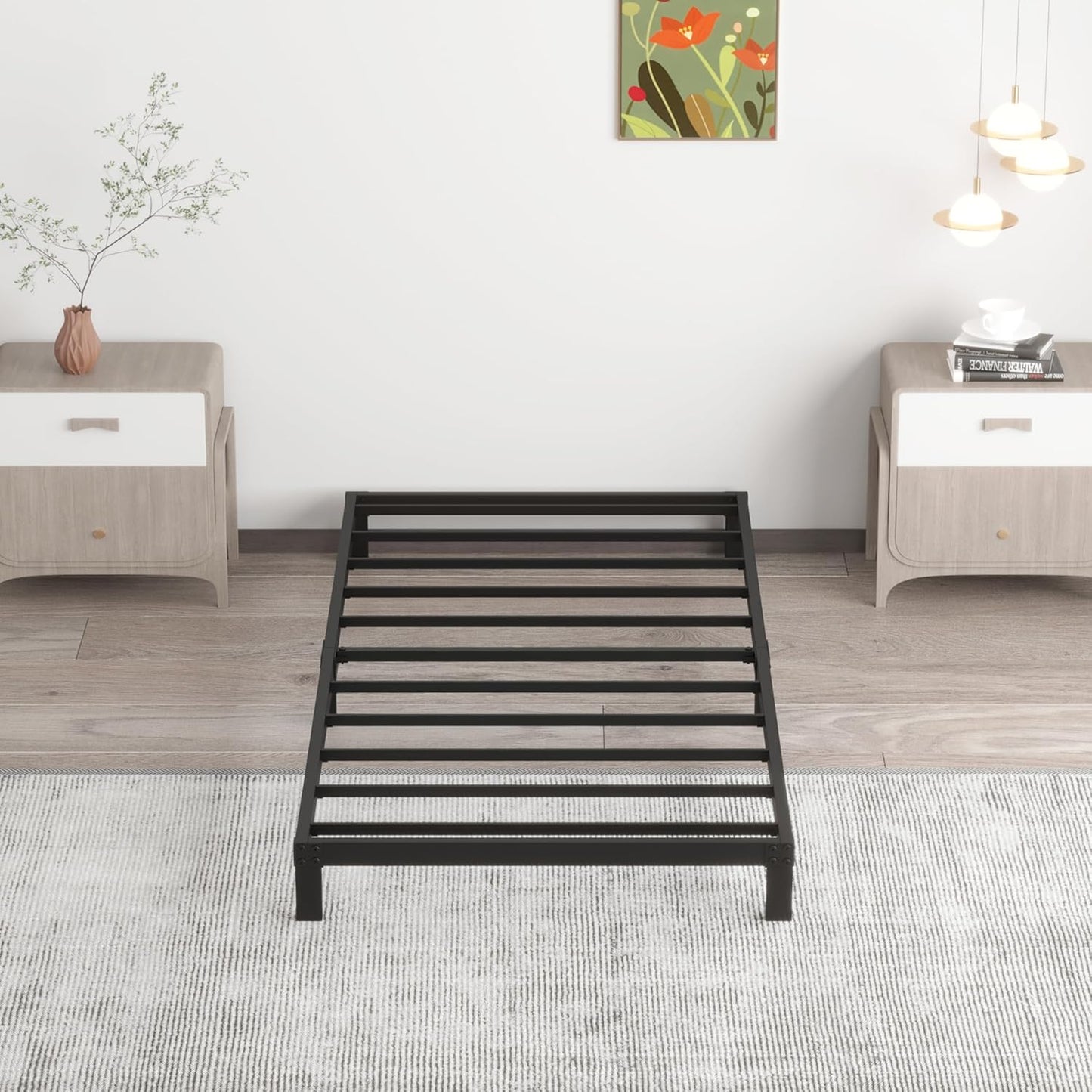 7 Inch XL Twin Bed Frames No Box Spring Need, Low Profile Metal Platform Twin XL Size Bed Frame, Heavy Duty Support Bedframes Twin XL, Easy Assembly