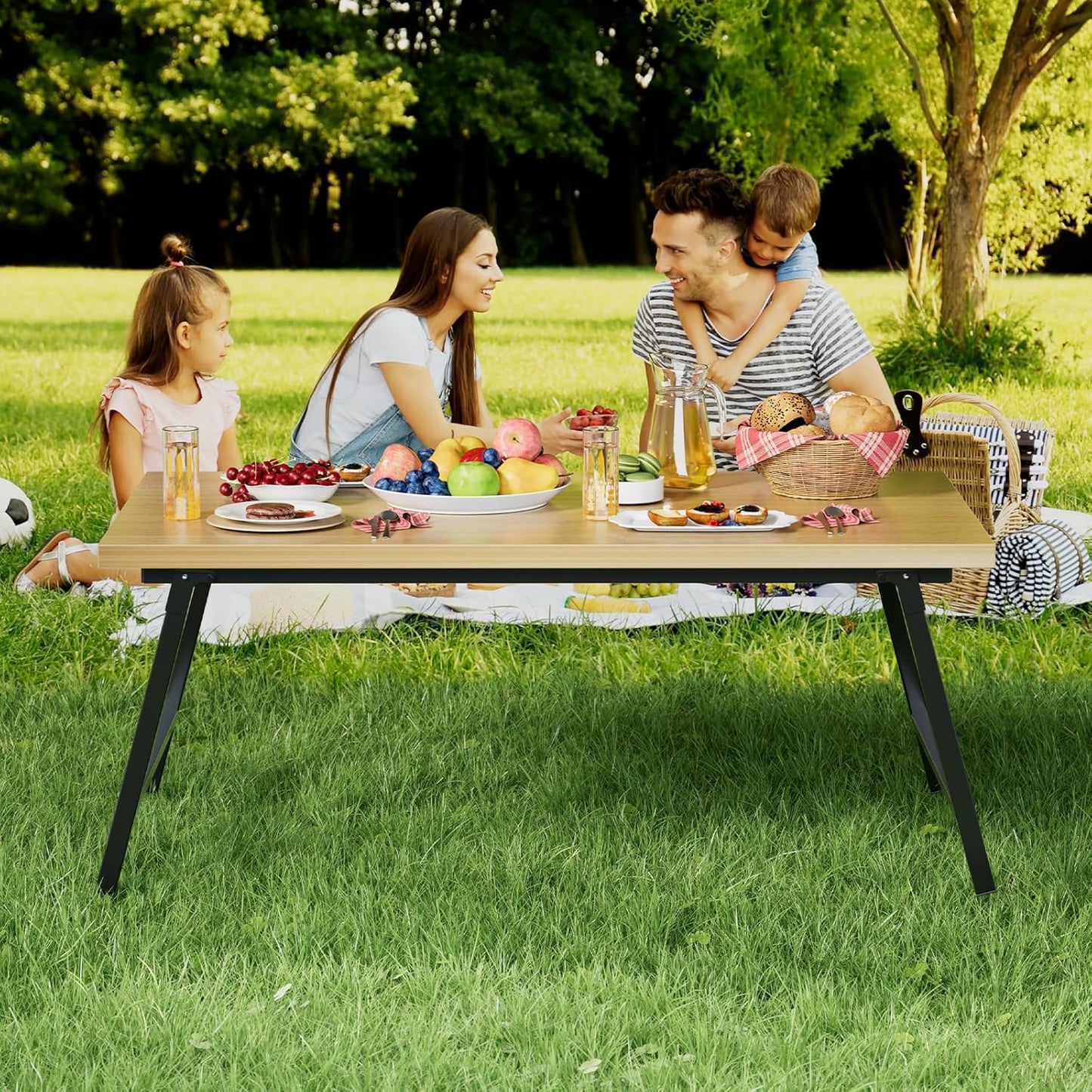 Folding Coffee Table, Portable Floor Table Desk for Sitting on The Floor, No Assembly Low Coffee Table for Living Room, Home, Caravan and Camping Use, Natural Wood, 39.4Lx19.7Wx15.8H