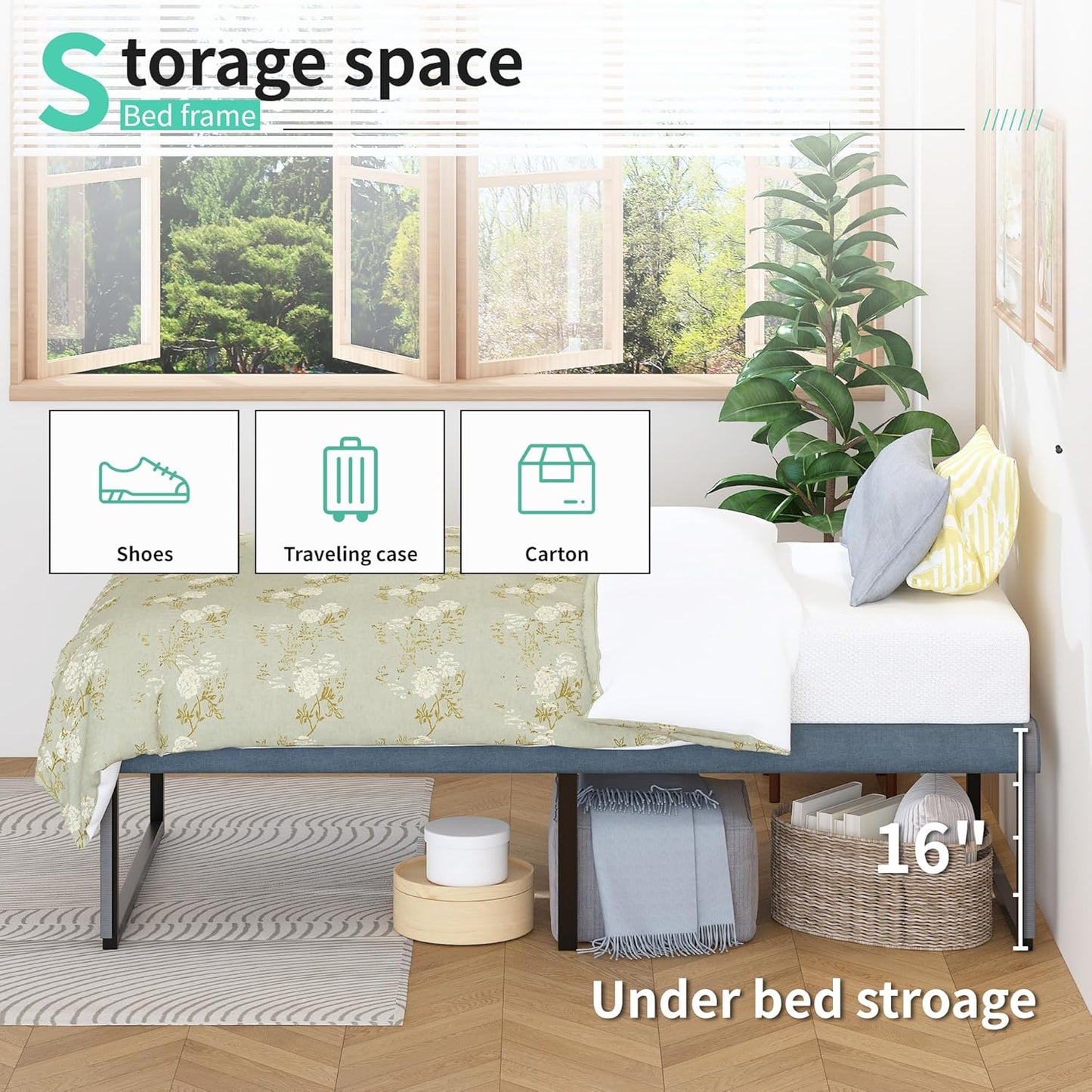 18 Inch Twin XL Bed Frames Heavy Duty Metal XL Twin Platform Bed Frame No Box Spring Needed, Noise Free, Easy Assembly, Black