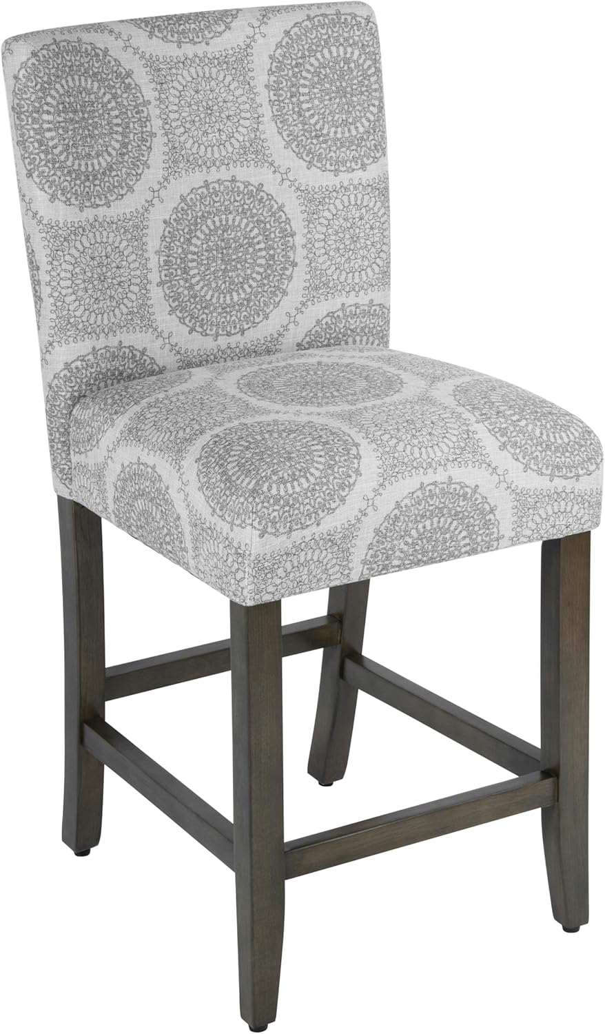 HomePop Upholstered Counter Height Barstool, 24-Inch, Gray Medallion
