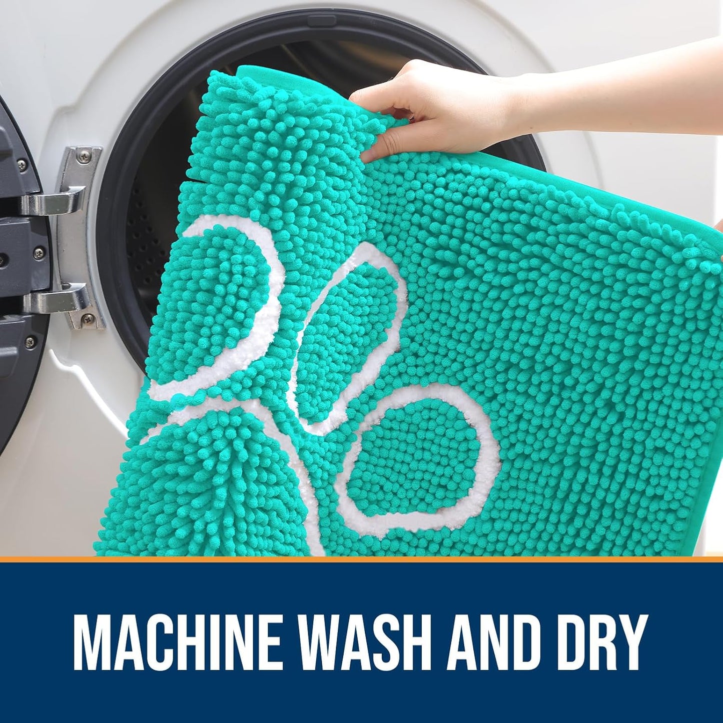 OLANLY Door Mat for Muddy Dog Paws 24x16, Ultra Absorbent Chenille Mud Doormat with Paw Print Design, Non-Slip Washable Doormat for Indoor Entryway, Quick-Dry Pet Bed Mats for Dirty Dogs, Teal