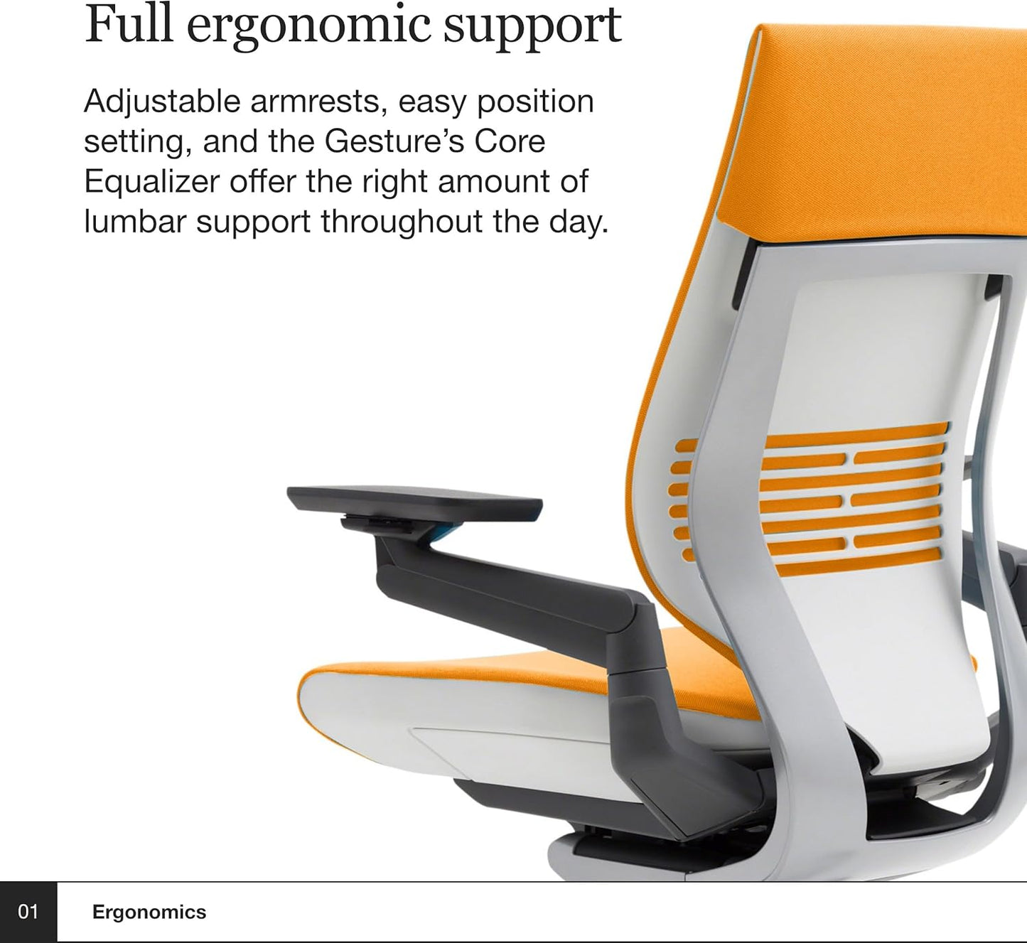 Steelcase Gesture Office Chair - Ergonomic Work Chair with Wheels for Carpet - Comfortable - Intuitive-to-Adjust for Desk - 360-Degree Arms - Tangerine Orange Fabric