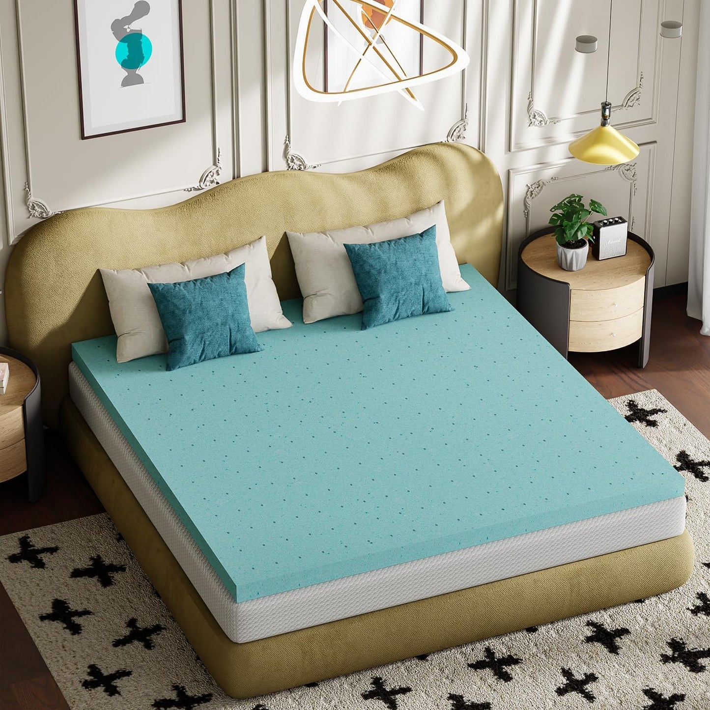 FDW | 5" King Mattress + 3" Cooling Mattress Topper | Gel Memory Foam | Medium Firm Feel | White | with Washable Cover for Cool Sleep and Pressure Relief | Bed in a Box, CertiPUR-US Certified