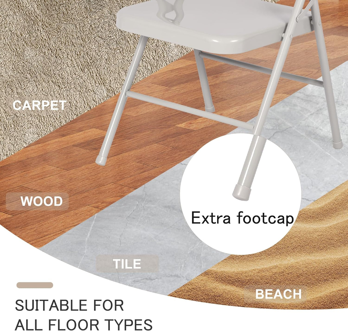 VECELO Metal Folding Chairs 4 Pack, Double Hinged Steel Frame Easy Foldable&Stackable for Office Kitchen Dinning Wedding Patio and Garden