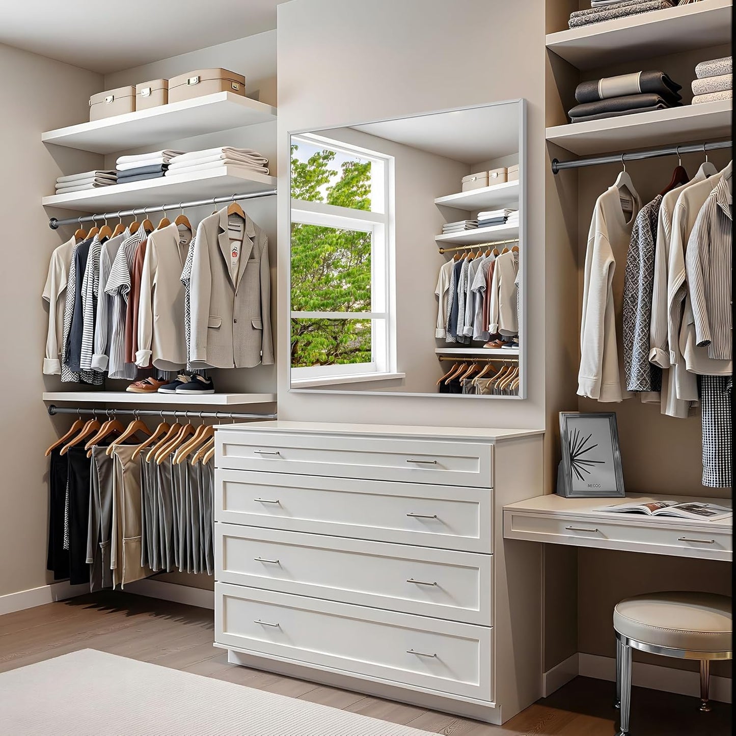 KOCUUY Silver Framed Mirror, 30"x36" Rectangle Bathroom Mirror for Wall, HD Tempered Glass, Anti-Rust Frame, Modern Design for Bathroom, Bedroom, Living Room, Entryway