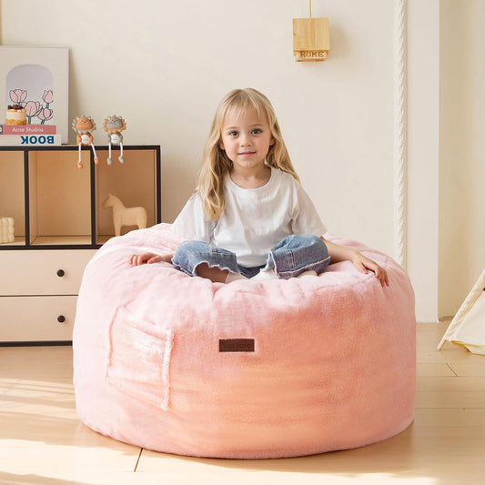 MAXYOYO Kids Bean Bag Chair, Stuffed Faux Fur Bean Bag for Toddler, Ultra Soft Floor Sofa with High-Density Foam Filling, Lazy Chair for Living Room, Playroom, Nursery Room
