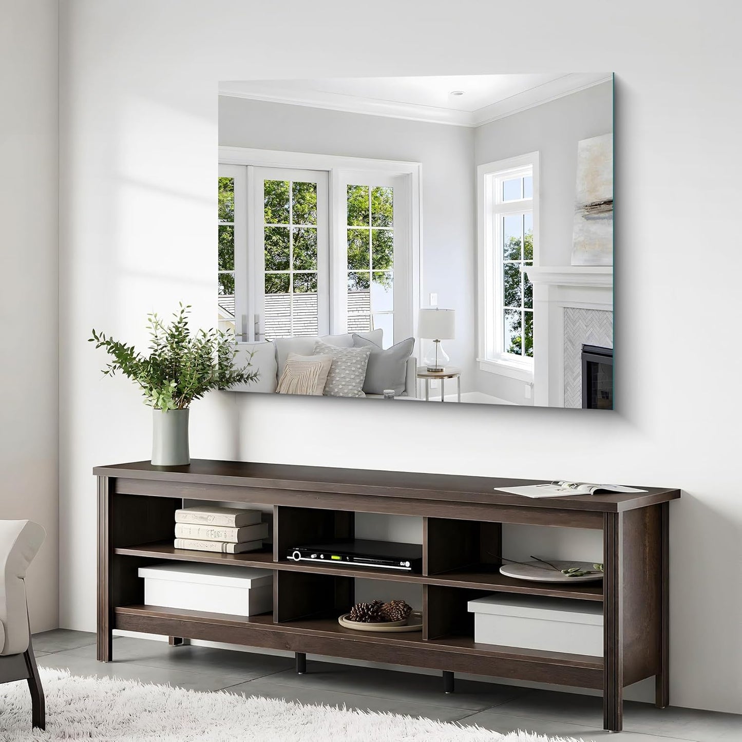 40x48 Inch Frameless Mirror, Frameless Bathroom Mirrors for Over Sink, Large Rectangle Wall Mirror, Upgraded Shatterproof Wall Mount Square for Living Room Bedroom Bathroom