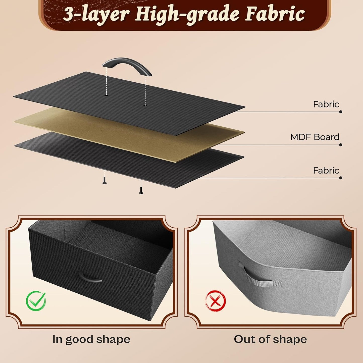 Huuger 63 Inch Long Dresser for Bedroom, Wide TV Stand for 55, 65, 70 Inch TV, 6 Drawer Dresser for Closet with Fabric Drawers, Storage Organizer for Bedroom, Entryway, Black