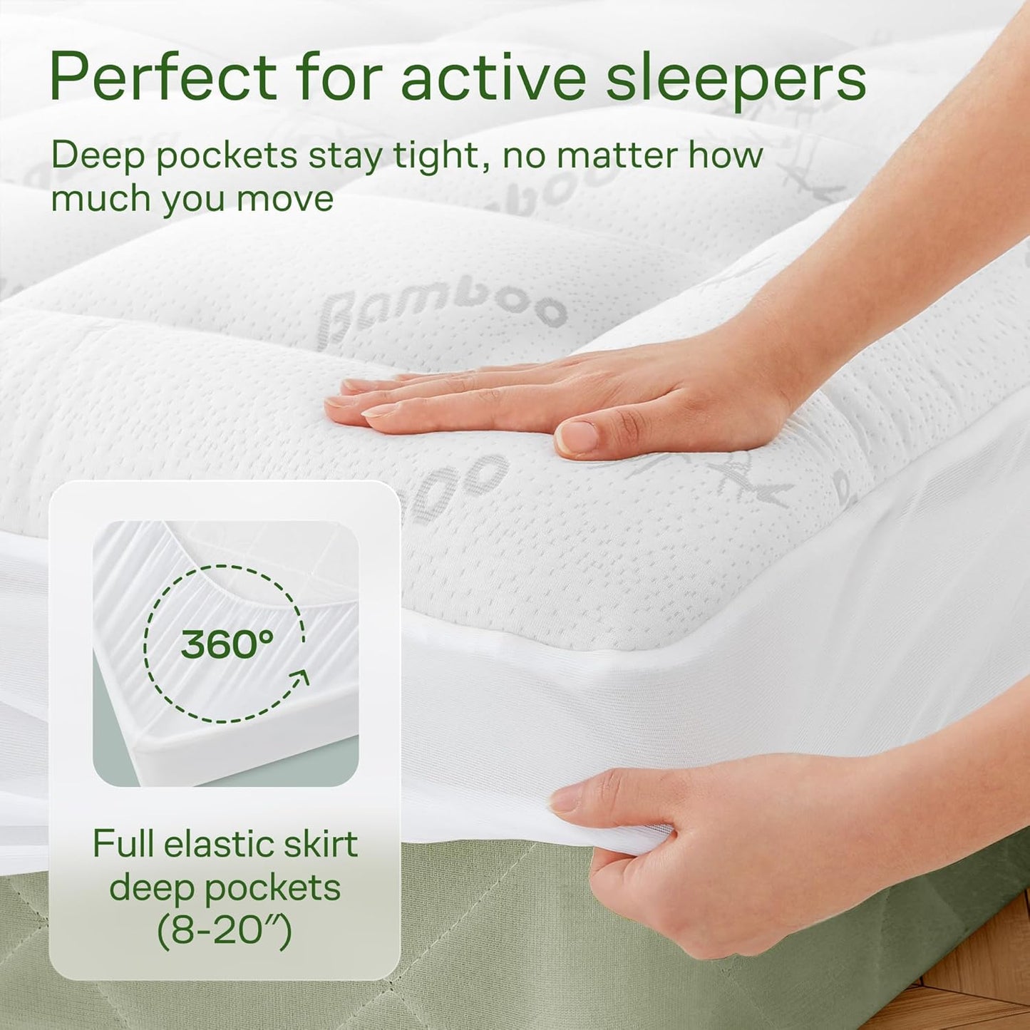 Ultra Soft Twin Size Mattress Topper - Viscose Made from Bamboo Pillow Top Mattress Pad for Back Pain Relief - Naturally Cooling for Hot Sleepers, White