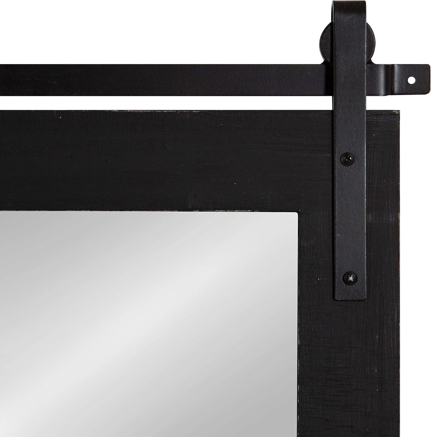 Kate and Laurel Cates Farmhouse Wood Framed Wall Mirror, 18 x 26, Black, Barn Door-Inspired Rustic Mirrors for Wall
