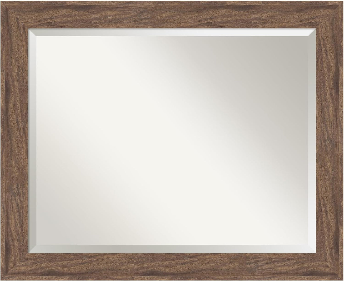 Amanti Art Brown Wall Mirror 27x33 Pia Medium Brown Rectangle Bathroom Mirror for Wall Decor Living Room, Large Casual Frame, Hangs Horizonally and Vertically, Bathroom Decor, Beveled Edge