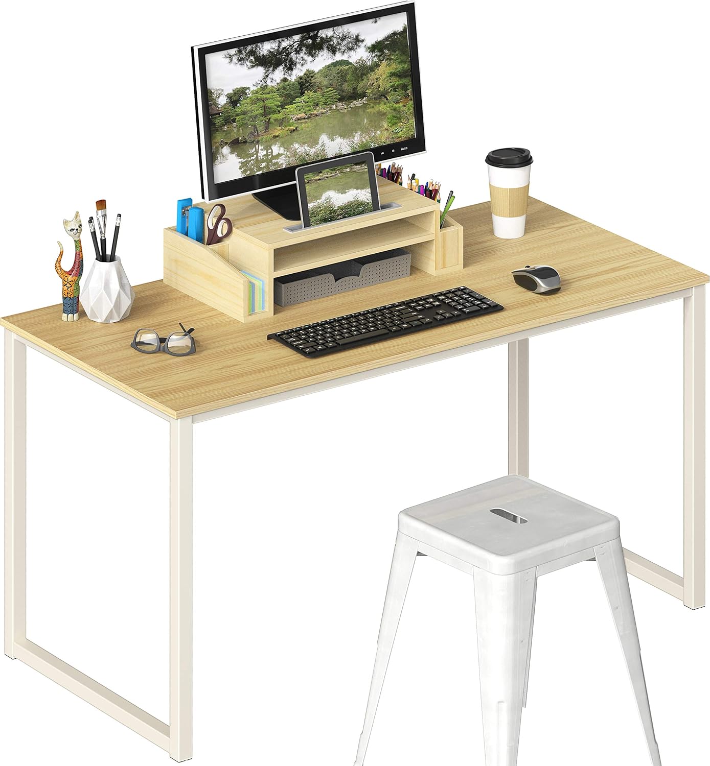SHW Mission 40-Inch Home Office Computer Desk, Oak