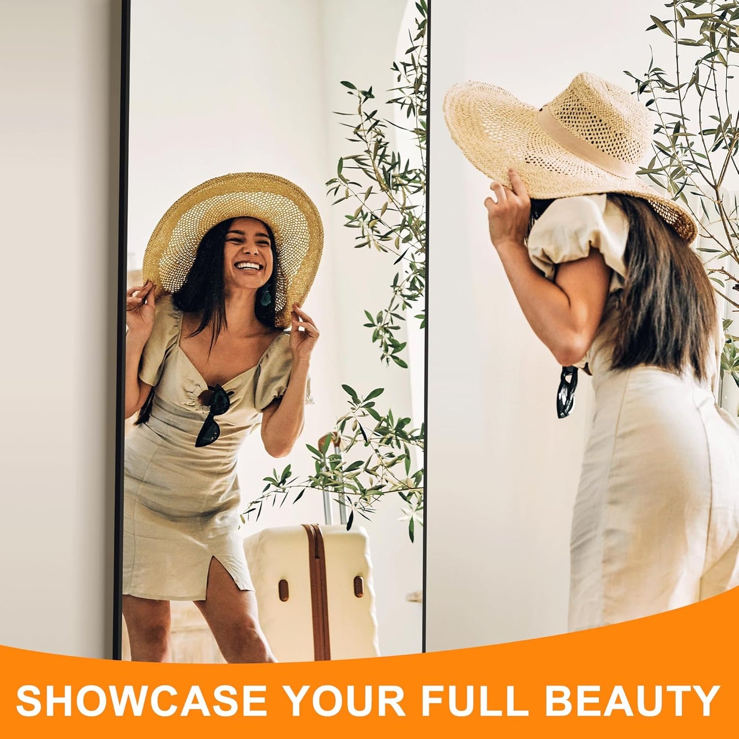 Delma Full Length Mirror, 56" x 25" Standing Large Floor Mirror with Aluminum Frame for Bedroom, Living Room,Bathroom