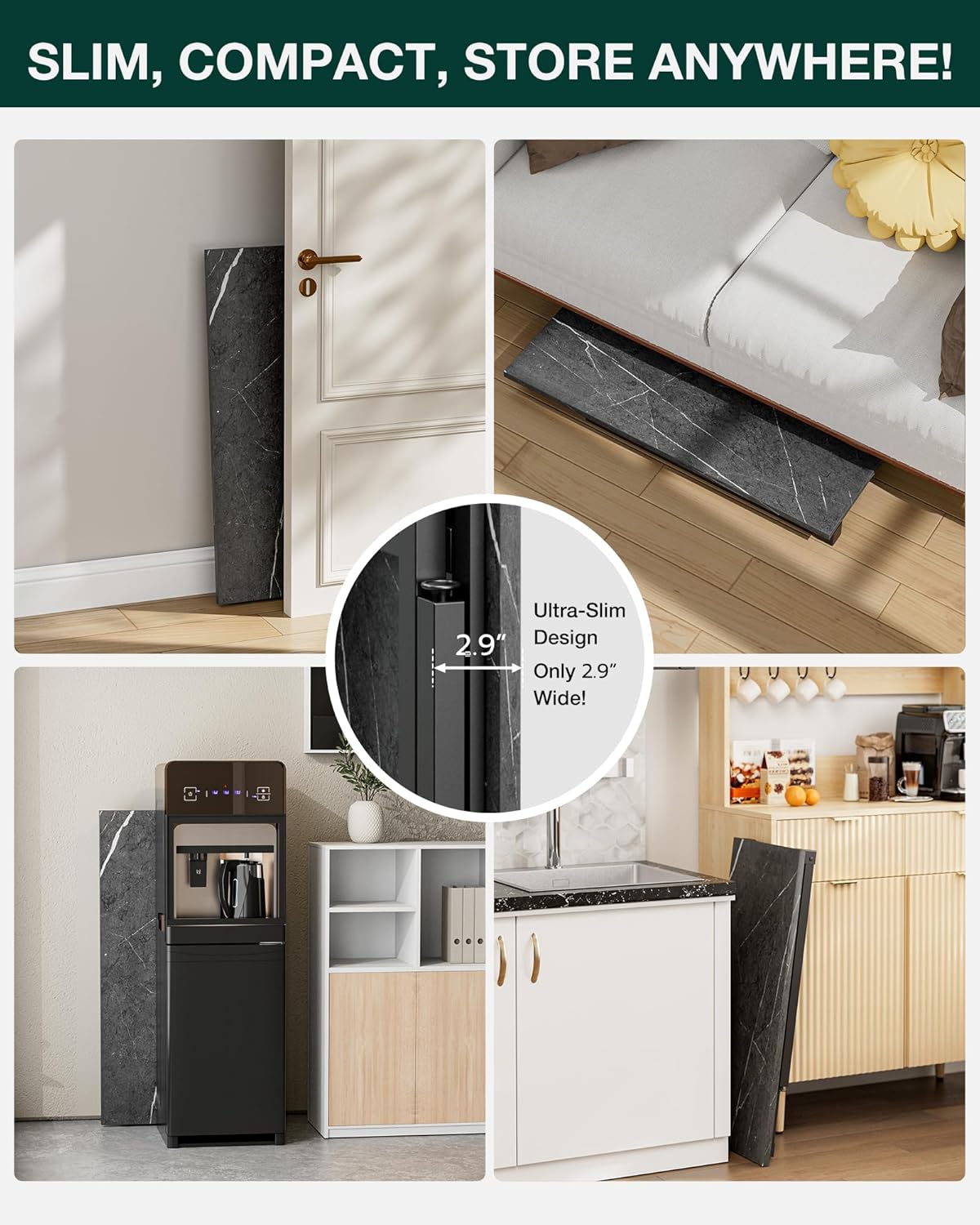 Frylr Small Folding Computer Desk – Portable 35.8 Inch Foldable Laptop Table, Collapsible and Compact for Easy Storage and Fast Setup, Lightweight for Small Spaces, Craft and Study Use, Marble Greige