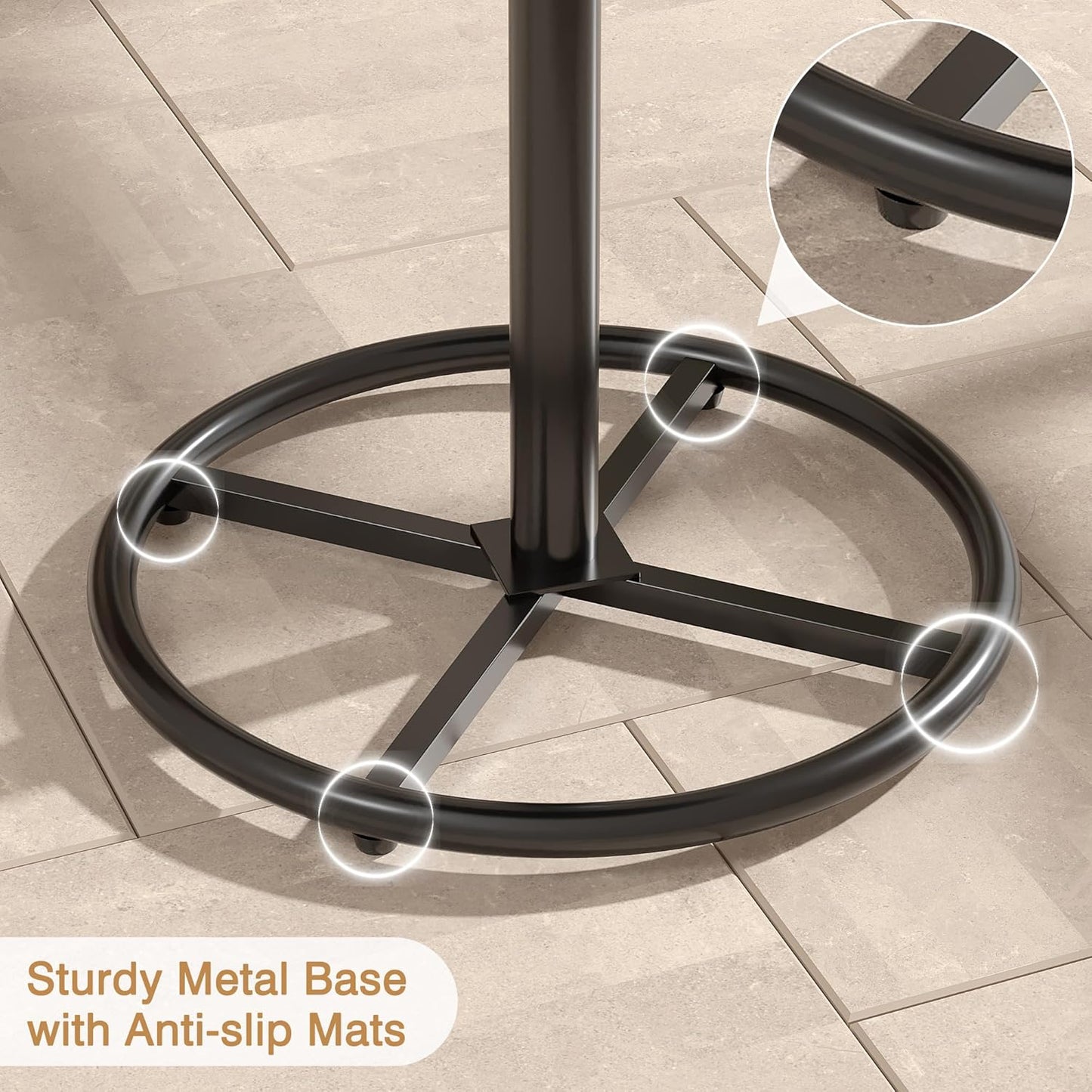 VECELO 36” High Top Bar Table, Sturdy Frame with Metal Base for Cocktail, Pub, Easy Assembly, Brown