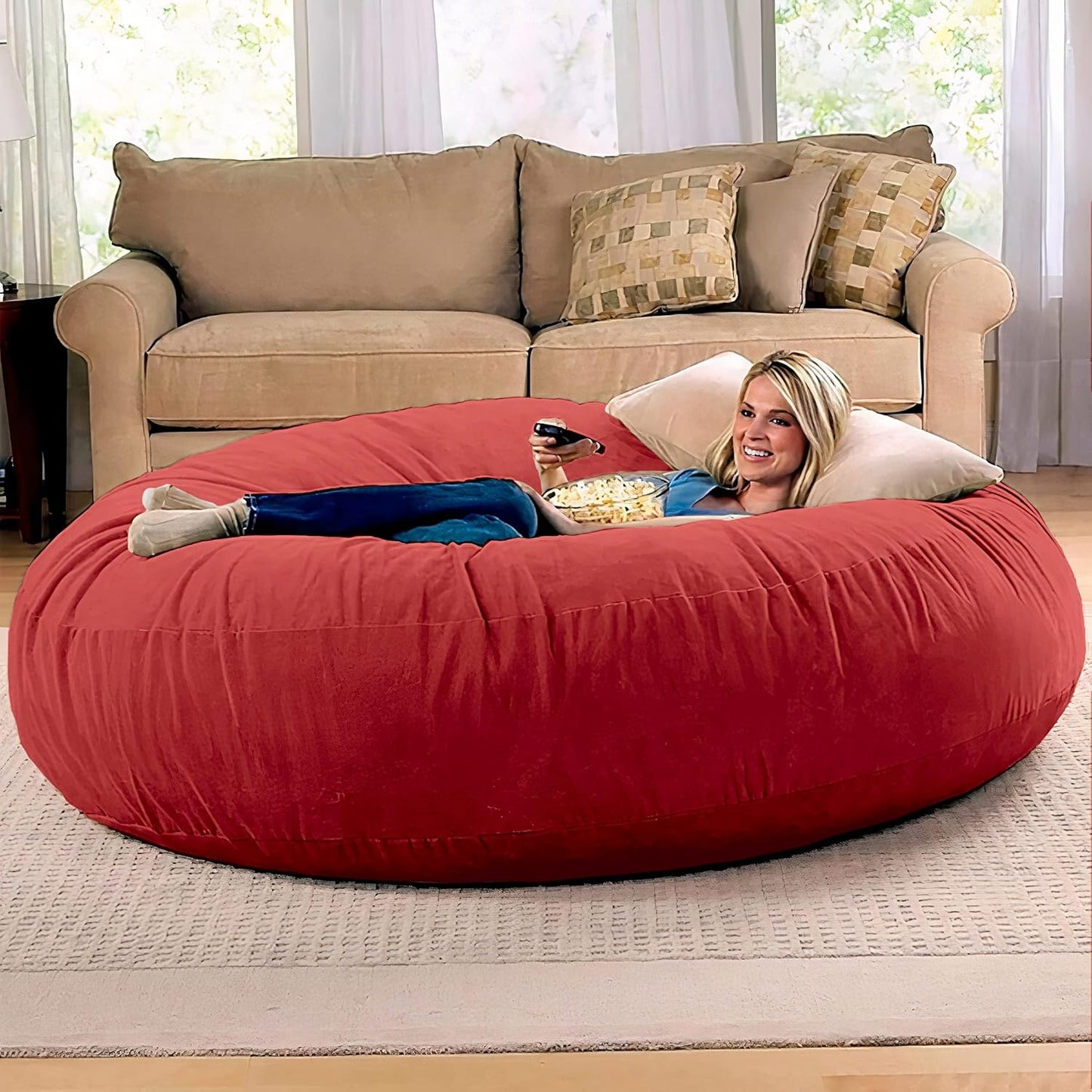 Jaxx 6 Foot Cocoon - 2-in-1 Convertible Bean Bag Bed & Large Bean Bag Chair for Adults, Cinnabar