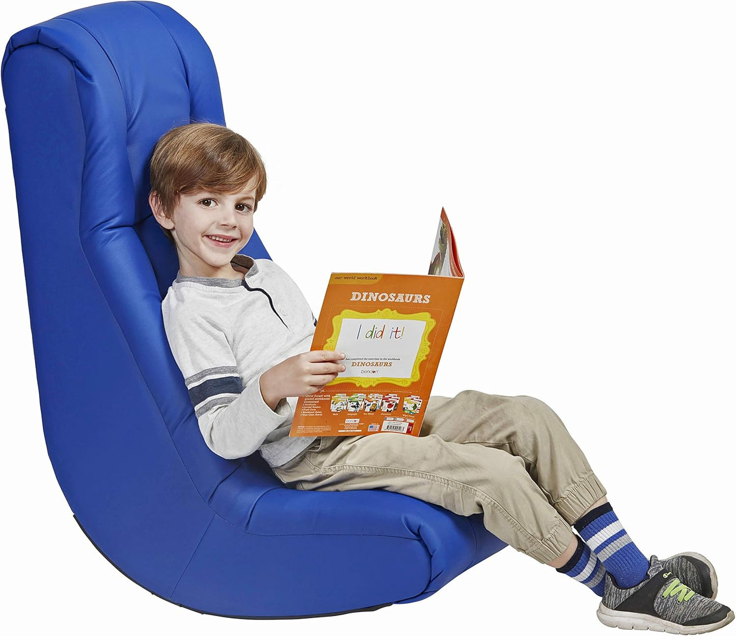 Factory Direct Partners Soft Tufted Floor Rocker - Cushioned Ground Chair for Kids Teens and Adults - Great for Reading, Gaming, Meditating, TV - Blue, 10488-BL