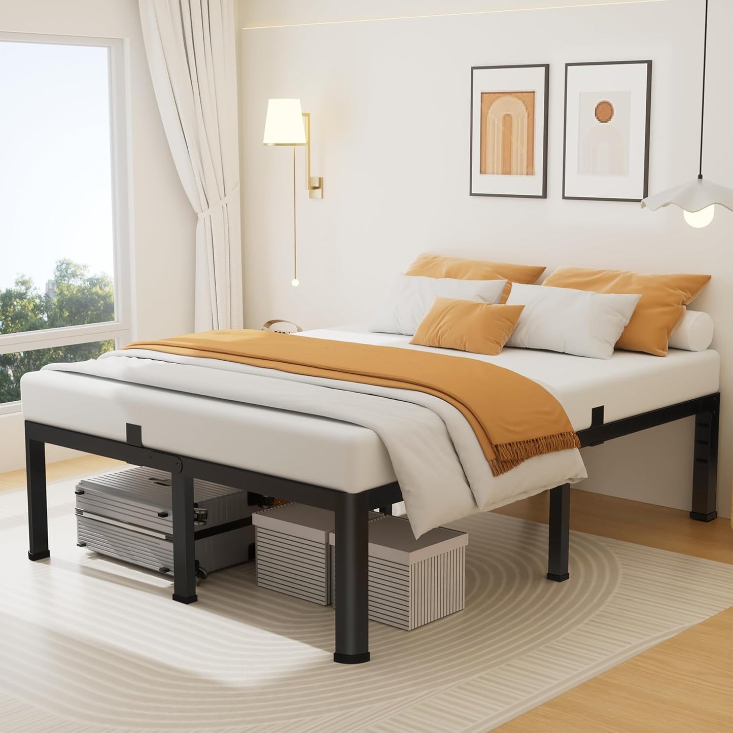 20 Inch King Size Metal Platform Bed Frame with Round Corners, Storage Space Under High Bed Frame-Heavy Duty Steel Slats Support, Noise Free - Easy Assembly - No Box Spring Needed