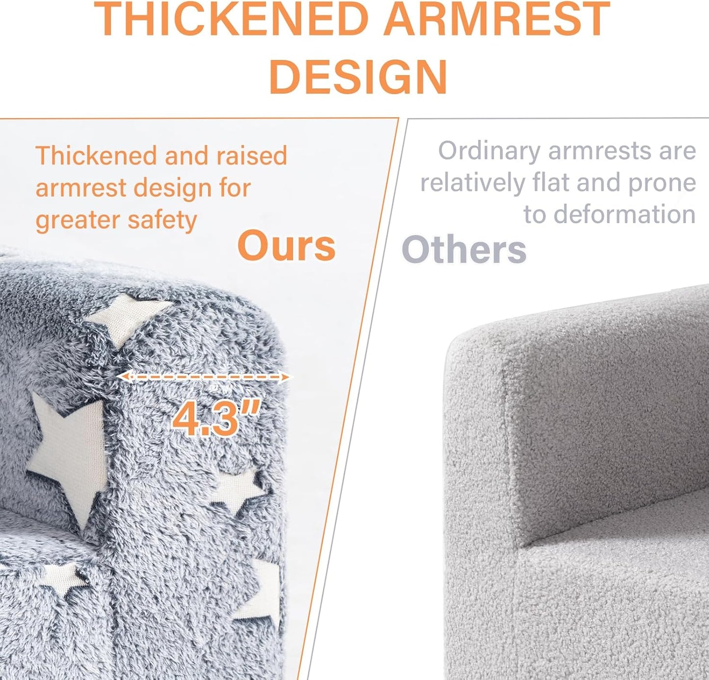 Tiita Kids Couch Plush Toddler Chair, Cloud-Like Glow in The Dark Kids Sofa Toddler Reading Chair with Washable Cover Carrying Handle, Convertible Children Sofa Chair for Girls and Boys