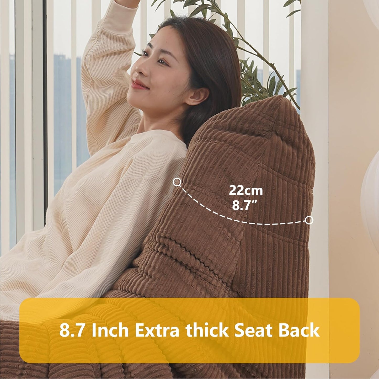 N&V Mid Century Armless Floor Sofa, Soft Premium Corduroy Floor Lounge Chair, Foam Sofa Accent Chair for Living Room Bedroom and Office (Prussia Blue), 94035