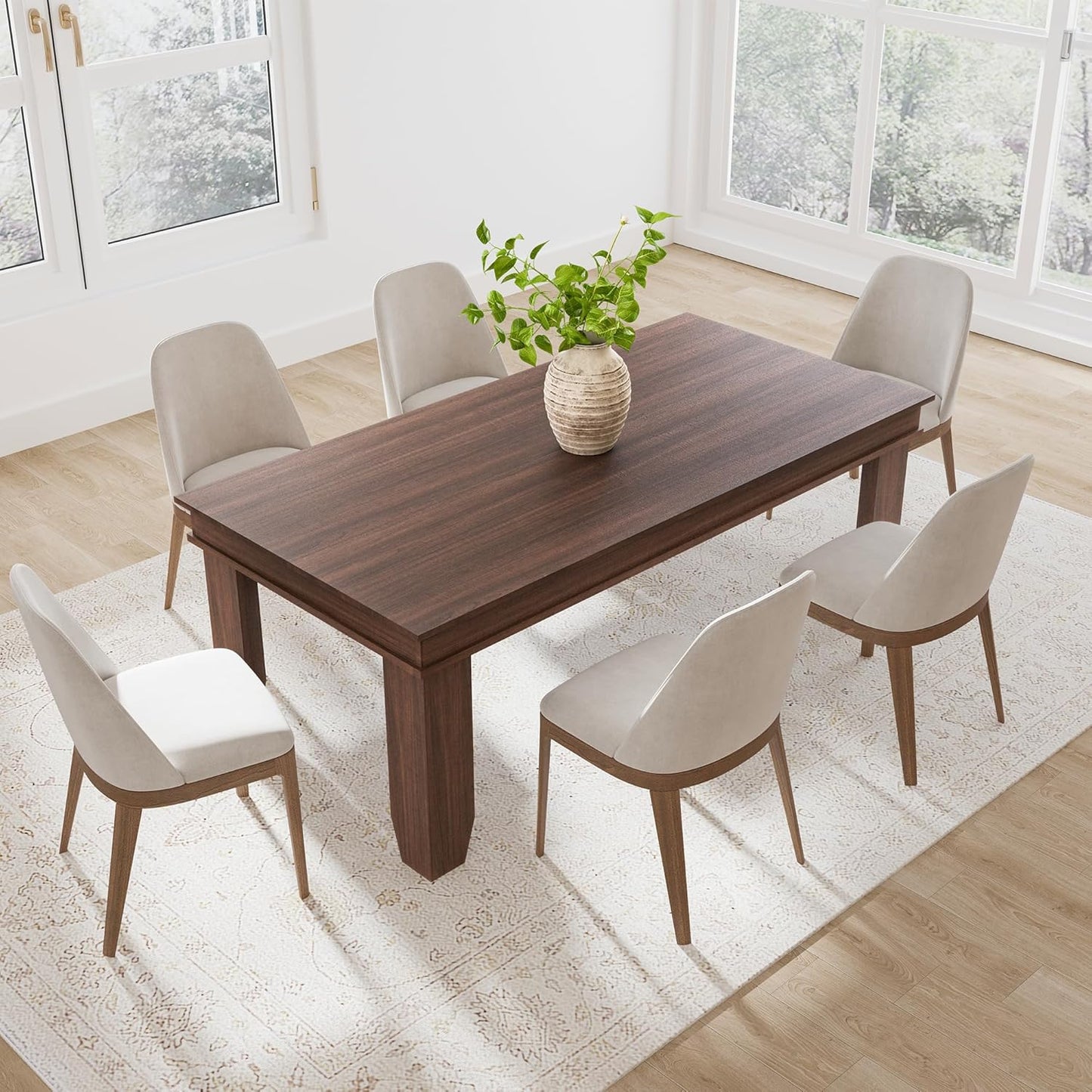 GarveeHome Farmhouse Dining Table for 6-8 People, 71" Long Brown Kitchen Tables with Wooden Sturdy Frame, 6 Ft Large Rectangular Dinner Table for Living Room, Kitchen, Dining Room