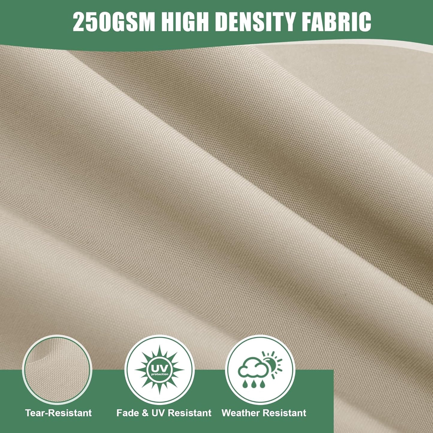 Chaise Lounge Cushions Outdoor Set of 2 - Waterproof and Fade Resistant Sun Lounger Replacement Cushion - Patio Lounger Pads with Removable Cover for Pool, Deck, Lawn, 80 x 26 x 3 Inch, Cream