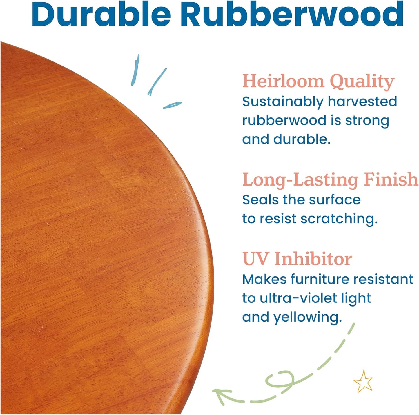 ECR4Kids 30in Square Hardwood Table with 22in Legs, Kids Furniture, Dark Walnut