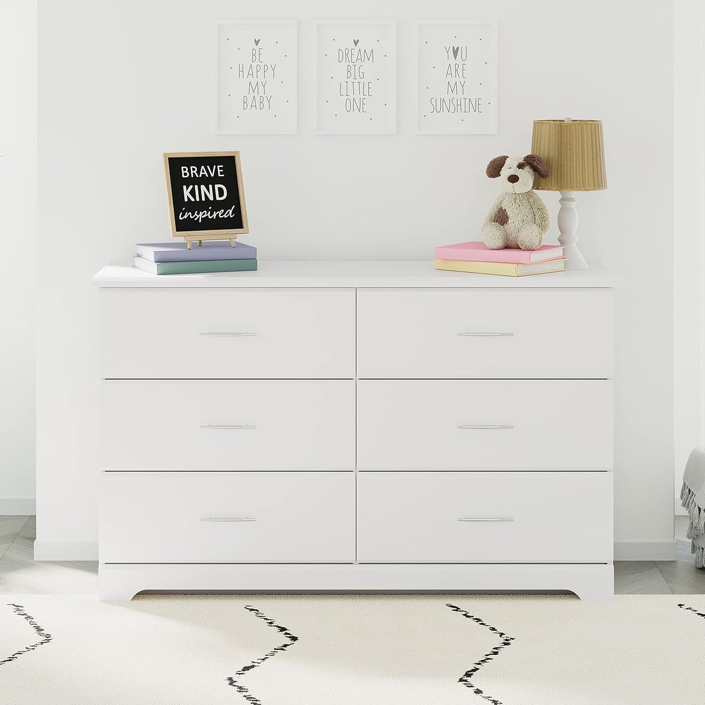 Storkcraft Brookside 6 Drawer Double Dresser (White) – GREENGUARD Gold Certified, Dresser For Nursery, Kids, Chest Of Drawers