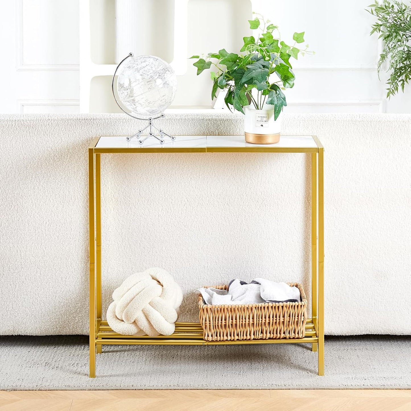 Wimarsbon 29.5" Sofa Tables, Narrow Console Table, 2 Tier Thin Sofa Table, Small Entryway Table with Shelf, Side Display Stand, Metal Frame Sturdy for Hallway, Living Room