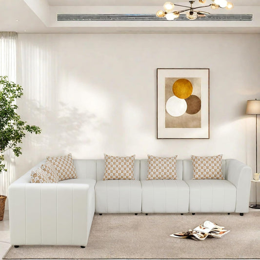 Sectional Couches for Living Room, Loveseat Sofa Comfy Cloud Couch with Deep Seats, Lounge Modern Living Room Furniture for Bedroom & Office, White