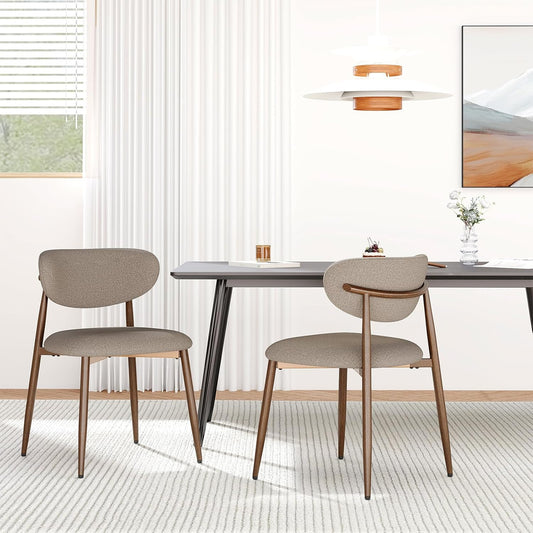Dining Chairs Set of 2, Ergonomic Fabric Upholstered Seating with Wood Look Metal Legs and Anti Slip Pads, for Home and Restaurant Use, Camel