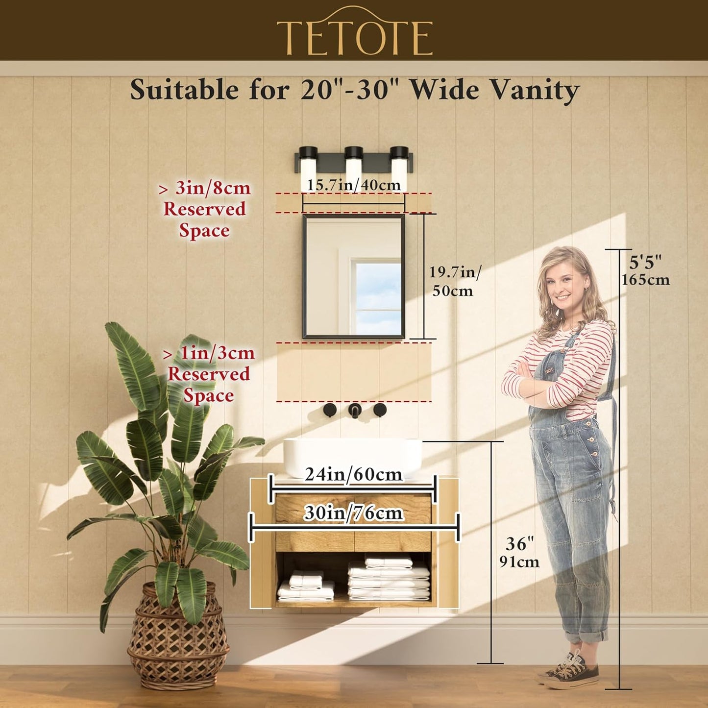 TETOTE Black Bathroom Mirror 16" x 20" Matte Black Rectangle Beveled Framed Bathroom Vanity Mirror for Over Sink, Tempered Glass, Shatterproof, Stronger Frame, Modern Farmhouse Bedroom, Entryway