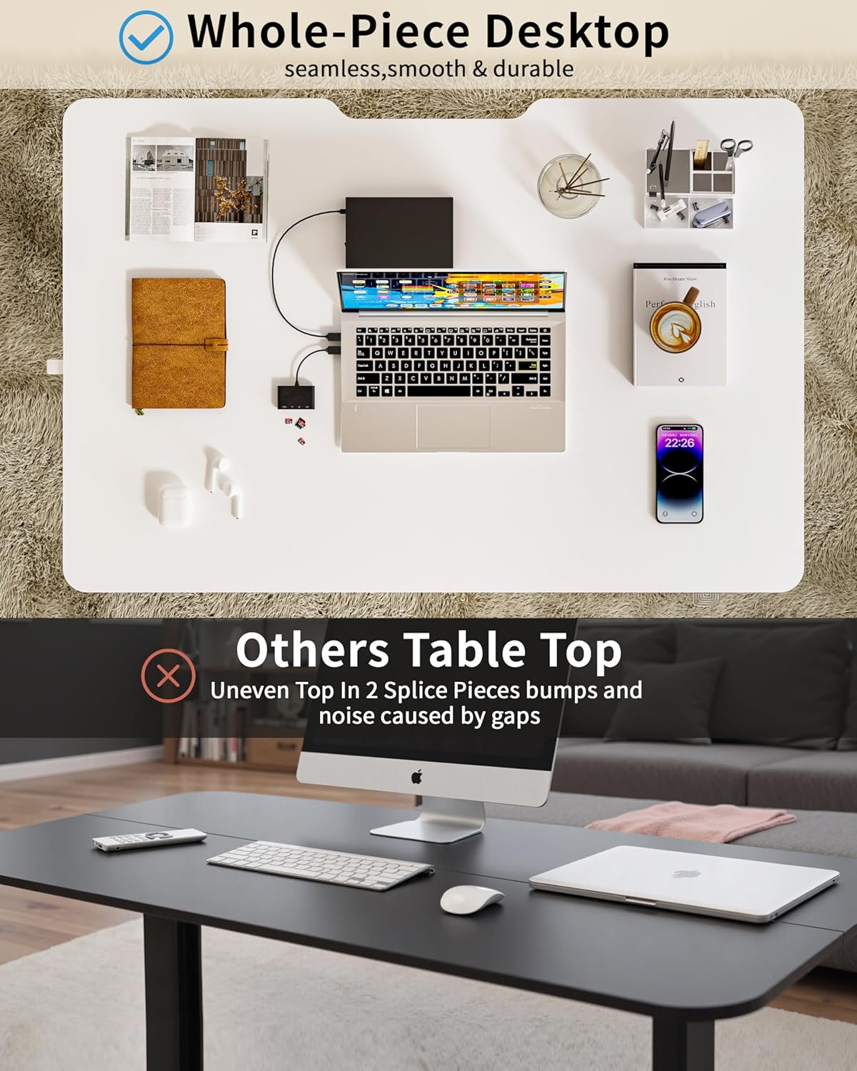 Okin Small Electric Standing Desk, 40" x 24" Whole Piece Height Adjustable White Sit to Stand Desk Computer Workstation for Home Office